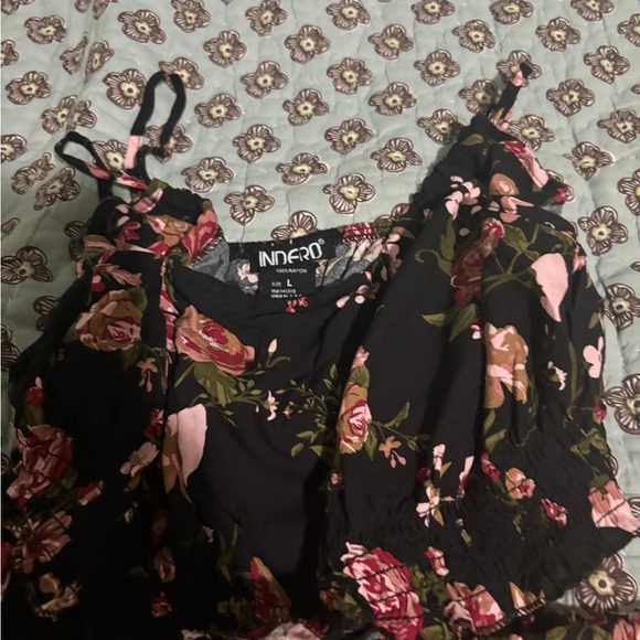 Indero Pants - Indero Floral Black Jumpsuit